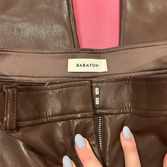 Aritzia Babaton NWT Agency Faux Leather Pants in Coffee Bean - Picture 5 of 7
